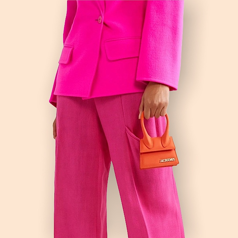 *Rare* Jacquemus Le Chiquito Mini Leather Tote In Bright Orange - Picture 7 of 14